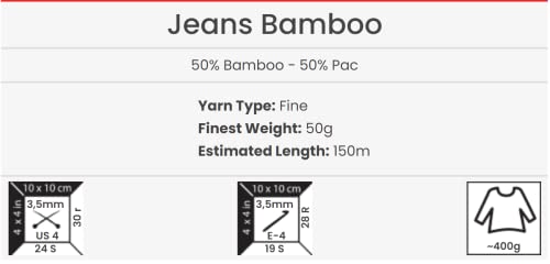 Yarn Art Jeans Bamboo 50% Bamboo 50% Pac Yarn 1 Skein / Ball 50 Gr 164 Yds (102) #TOP2