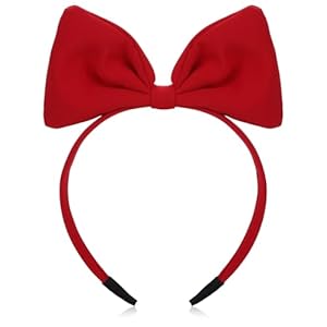 WLLHYF Haarreif mit Schleife Rot Süßer Haarreifen Damen Valentinstag Schleifen-Haarbänder Weihnachten Halloween Haarband Kopfschmuck Weiche Große Schleife Haar-Accessoire für Frauen Party Cosplay(Rot)