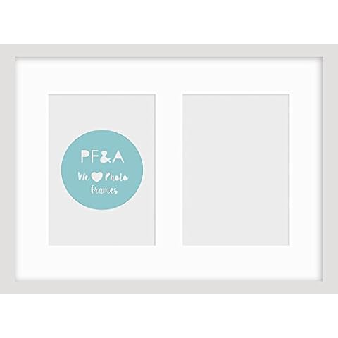 15x11"/ x2 7x5" Multi Aperture White Oxford Photo Frame With Glass Window Cover
