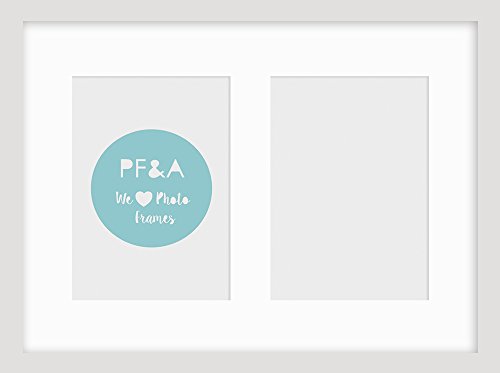 pf+a REAL GLASS 7x5" Multi Photo Frame - 15x11" Oxford White Frame For x2 7x5 inch Photos - Double 7x5 Photo Frame