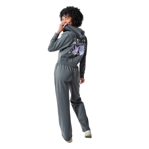 Kuromi Hearts & Bows Women's 2-Pack Charcoal Long Sleeve Crop Hoodie & Joggers Combo Set4