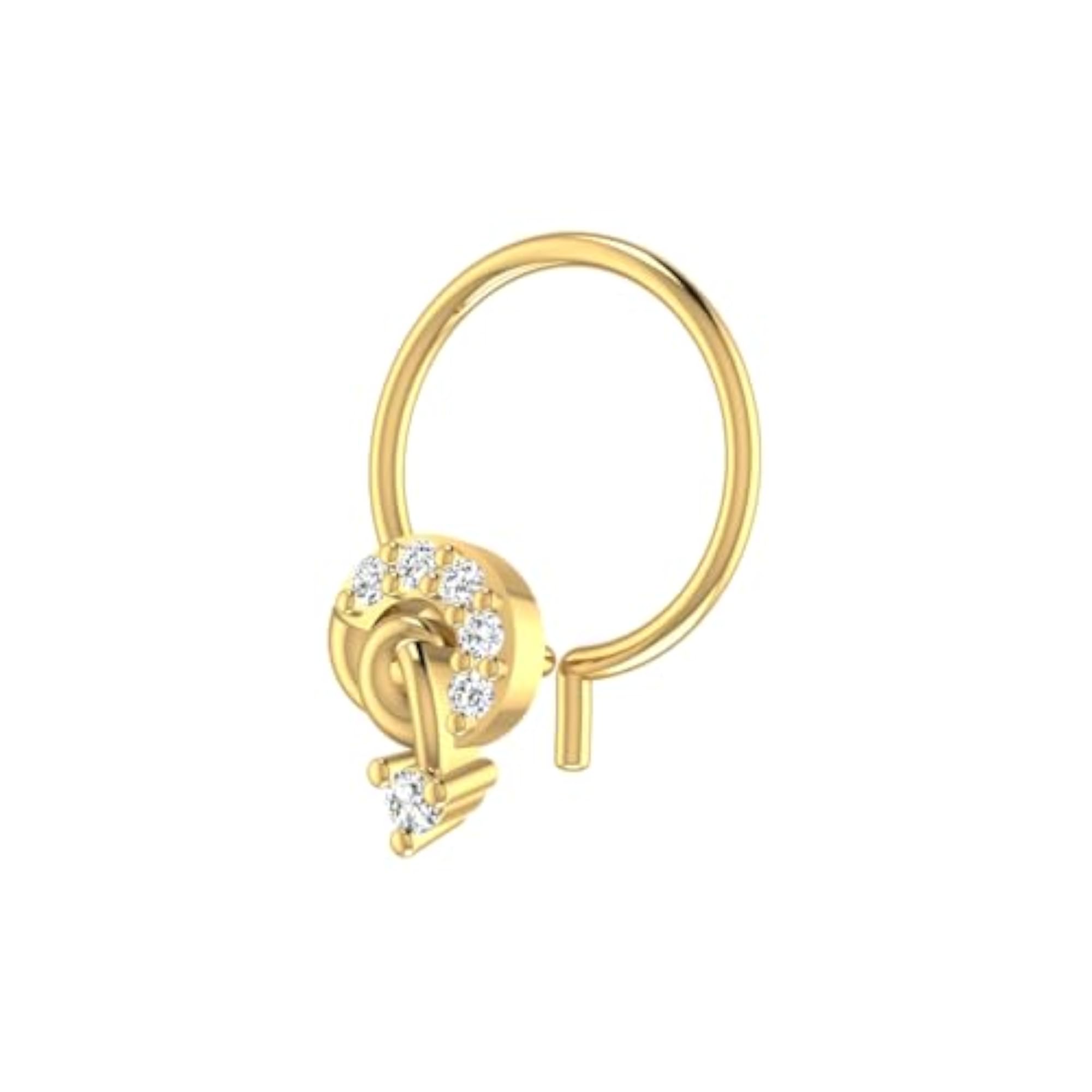Women's 14Kt Yellow Gold Stud Nosering, Chic Design