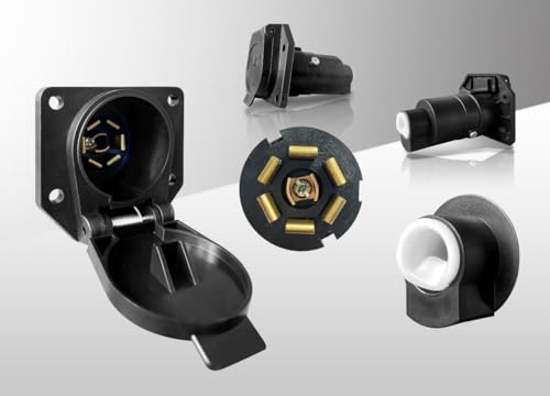 NAT RV Trailer Vehicle-Side Socket 7 Pin Trailer Plug Wiring Harness To Brake & Light Control with Left turn/brake,Right turn/brakes,Electric brakes,Reverse light,Trail lights,+12V battery,Ground wire