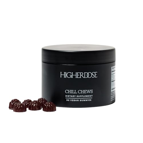 HigherDOSE CHILL Chews - Stress Management Gummies to Help Relax - Magnesium Citrate, Ashwaganda, & High-Performance Adaptogenic Mushroom Blend for Greater Calm & Rest - 90 Calming Gummies for Adults