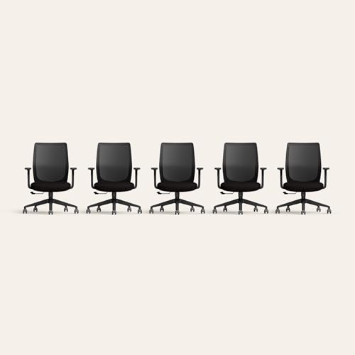 Image of Interio by Godrej Curv Premium Mesh Wide Back Ergonomic Chair for Work from Home /Study | 1 Year Warranty | Height Adjustable Chair | Heavy Duty PP Base | DIY Installation (Set of 5, Black)