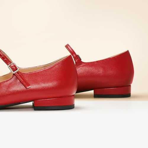 Image of C.Paravano Mary Jane Flats | Ballet Flats | Work Shoes Women | Shoes for Women Dressy Casual(Size 6,c-Red)