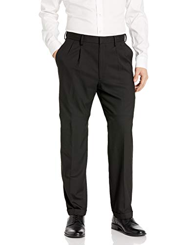 Haggar Men's J.M. Premium Performance Stretch Stria Classic Fit Pleat Front Suit Separate Pant, Black, 44Wx32L