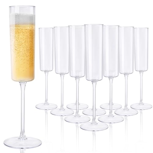 Ciaell 36 Pack Plastic Champagne Flutes - 6 Oz Disposable Champagne Glasses - Square Clear Plastic...
