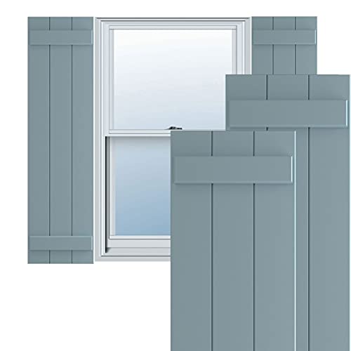 Ekena Millwork 16 1/8"W x 57"H True Fit PVC Three Board Joined Board-n-Batten Shutters, Black (Per Pair - Hardware Not Included) (B0168XA66U) Amazon Price History, Amazon Price Tracking