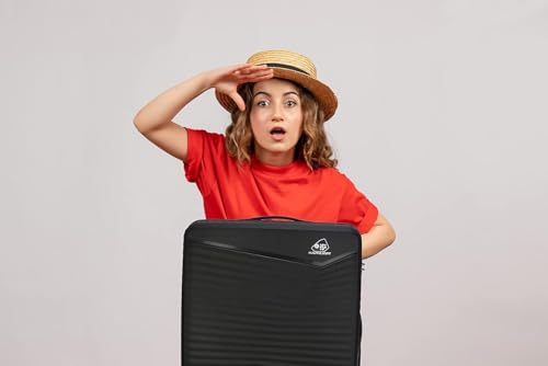 Image of American Tourister Kamiliant Polycarbonate 79 Cm 4W Hard Spinner Strolly Luggage Trolley Bag with Fixed 3 Point Combination Lock, Black