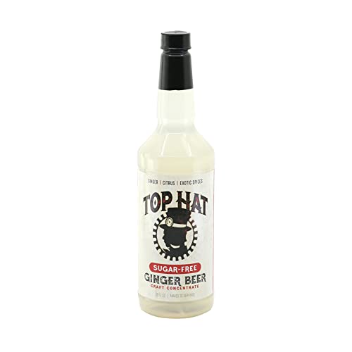 Top Hat Sugar Free Ginger Beer Concentrate - Keto Friendly - Zero Calorie Moscow Mule Mix - Makes 6qts of Ginger Beer at home - Compatible with SodaStream - 32oz Concentrate