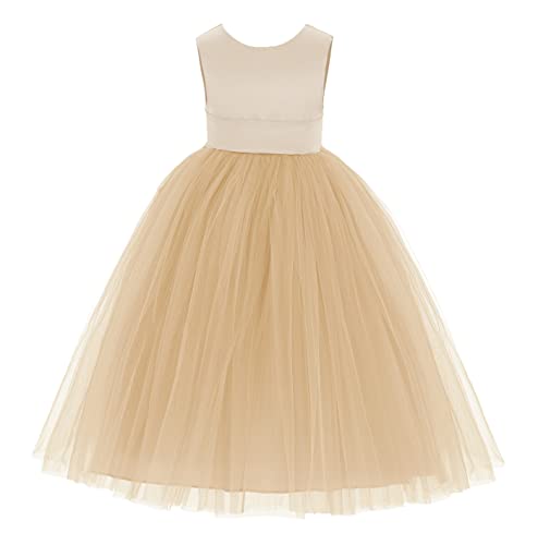 ekidsbridal V-Back Satin Flower Girl Dress Toddler Communion Gown Formal Dresses 219T 62