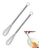 TOZBLEU 2 pezzi Mini Frusta Acciaio Inox, Frusta a Mano Piccola per Cucina, Frusta Manuale per Uova, Latte e Salse, Utensile da Cucina per Mescolare, Frullare e Montare per Caffè, Polenta e Dolci