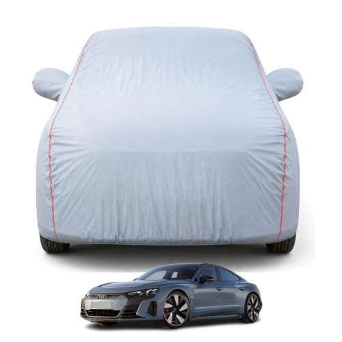 Image of Premium Car Cover for Audi e-tron GT Model | Waterproof, UV & Dust Protection | Mirror & Antenna Pocket | Triple Stitched, Soft Inner Lining, Belt & Buckle (Dark Grey)