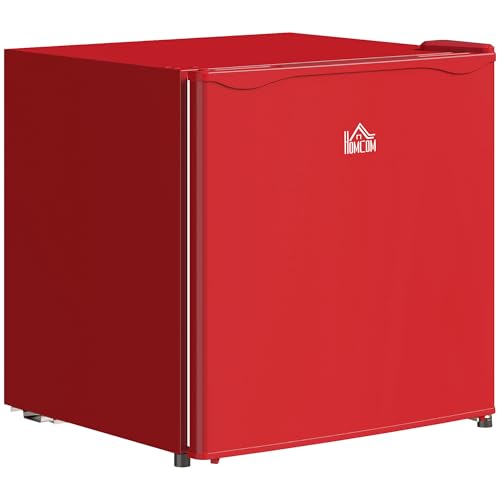 HOMCOM Mini Freezer Countertop, 1.1 Cu.Ft Compact Upright Freezer with Removable Shelves, Reversible Door for Home, Dorm, Apartment and Office, Red