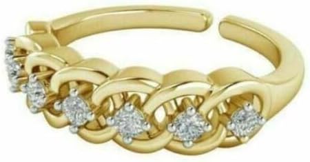 0.25 Ct Simulated Diamond Women's Adjustable Toe Ring 14k Yellow Gold Plated 925 Silver