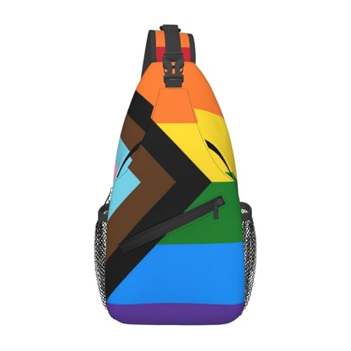 Rainbow Progress Pride Flag Lgbt Colorful Fashionable And Portable Men'S Casual Cross Chest Bag