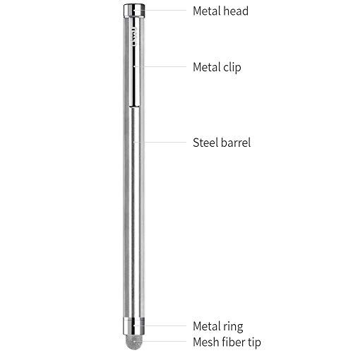 Stylus Pens For Touch Screens, Chaoq Mesh Fiber Capacitive Stylus (2 Pcs), With 12 Replaceable Mesh Fiber Tips - Silver #TOP4