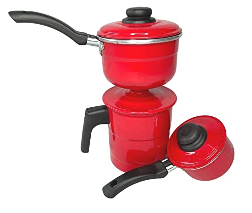 Cuscuzeiro Individual Com 2 Conchas Prático Porção Única Serve 1 ou 2 Pessoas (Vermelho)