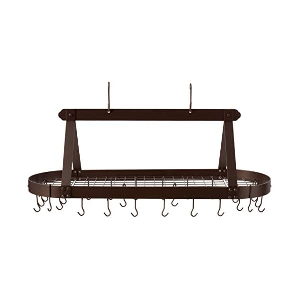 Old Dutch Oval Hanging Pot Rack with Grid & 24 Hooks, Oiled Bronze, 48 x 19 x 15.5 Old Dutch Oval Hanging Pot Rack with Grid & 24 Hooks, Oiled Bronze, 48 x 19 x 15.5