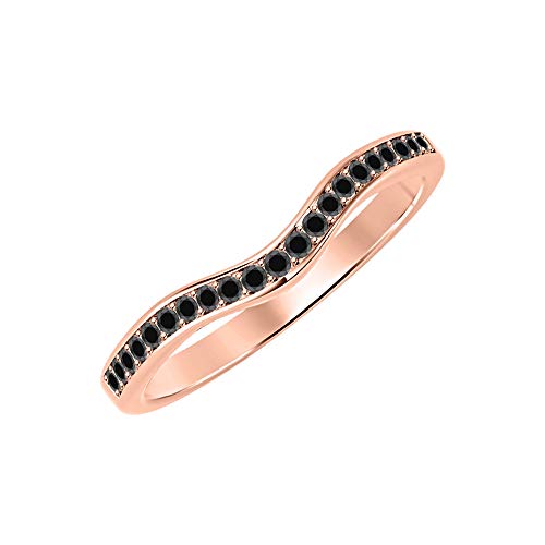 Round Cut Black Diamond 14K Gold Over Sterling Silver Half Eternity Curved Band Wedding Ring For Womens2