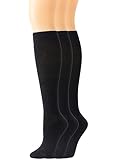 Yomandamor Over the Calf Cotton Compression Socks for Women Seamless Diabetic Sock Size 9-11,3 Pairs