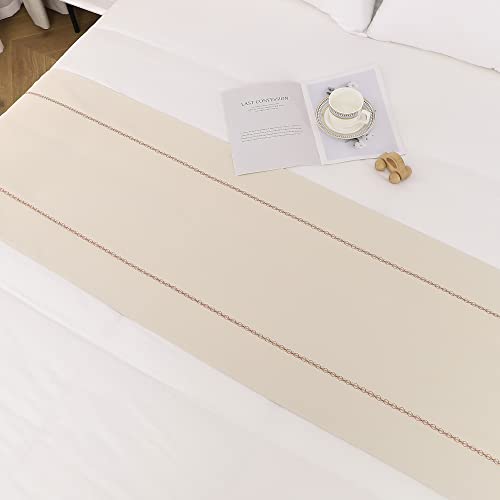 Jade Poke Bed Runner 210 X 50 Cm For Queen Size Bed And Full Size Bed, Bed Throws For Foot Of Bed, Beige Bed Runner Bedding Scarves Decorations For Bedroom Hotel Wedding Room #TOP1