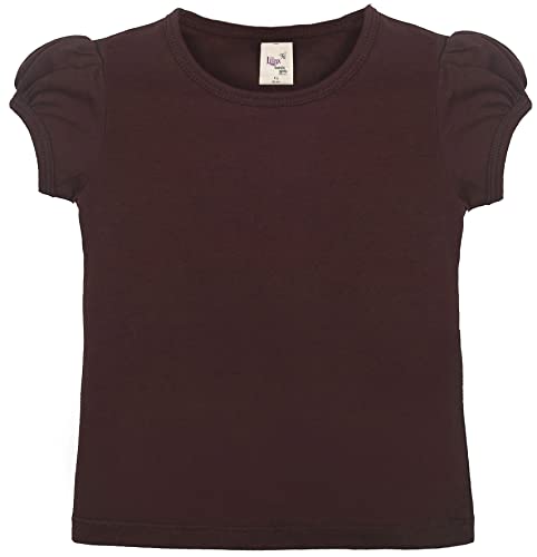 Amazon.com: Lilax Girls' Basic Short Puff Sleeve Round Neck Cotton