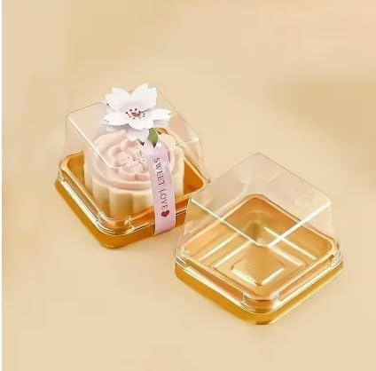 KANDID Ramadan & Eid 25pcs Transparent Square Cake Box Set, Food-Grade Baking Gift Boxes for Pastries, Mooncakes, Chocolates, Cookies, Birthday & Wedding Parties, Reusable PP Material