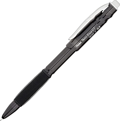 Pentel Twist-Erase GT, 0.5mm, Mechanical Pencil Transparent Black barrel, Box of 12 (QE205A)