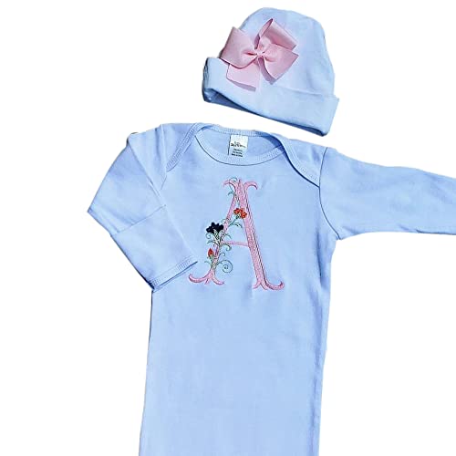 Personalized Newborn Girl Floral Initial Layette Set