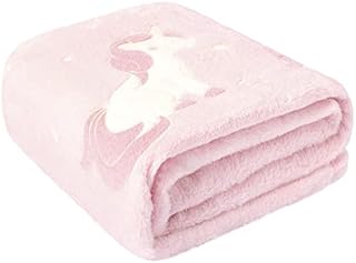 VOTOWN HOME Glow in The Dark Throw Blanket Flannel Unicorn Gifts for Kids Girls Boys Adults Bedroom Super Soft Cozy Warm Fleece Microfiber Throw, 152x127 cm, Pink