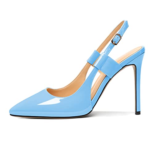 Eldof Pointed Toe Slingback Sandals,Ankle Strap Chic Pumps,Classy High Heel 4" Heel for Office Dress2