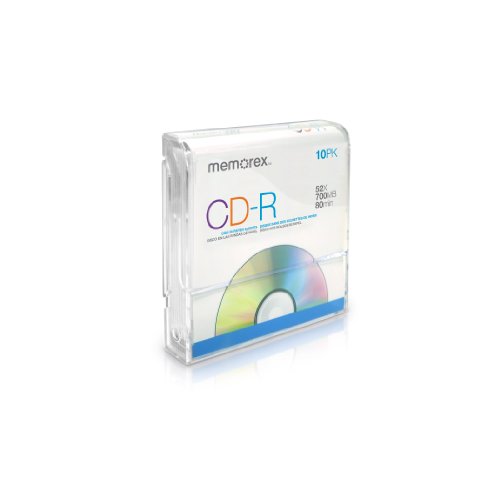 Memorex 32020015635 CD-R 52x 700MB 80 Min Discs in Paper Sleeves, 10 Pack