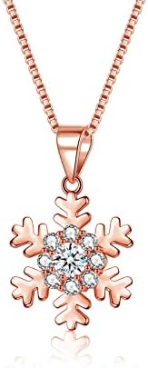 wynn's Silver Christmas Jewellery Set for Women, 925 Sterling Silver Snowflake Stud Earrings & Snowflake Necklace, Silver Snowflake Jewellery Set, Gift for Christmas for Mother Wife Girls