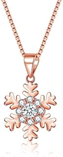 wynn's Silver Christmas Jewellery Set for Women, 925 Sterling Silver Snowflake Stud Earrings & Snowflake Necklace, Silver Snowflake Jewellery Set, Gift for Christmas for Mother Wife Girls