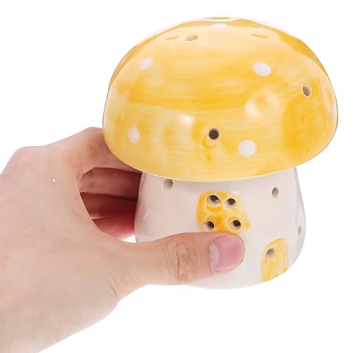 Lámpara de mesa de noche de cerámica amarilla pequeña miniatura 3