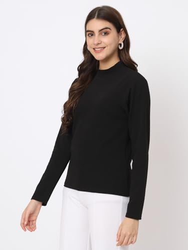 Image of Istyle Can Solid HIgh Neck Full Sleeve Stretchable Slim Fit Top for Women | Tops for Women | high Neck top for Women | Winter Tops for Women