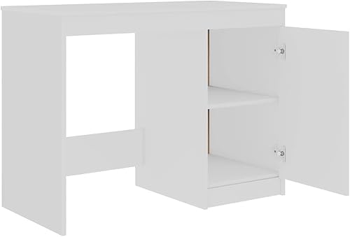 Miniatura 7 de Moderno escritorio para computadora portátil o de escritorio, para espacios pequeños, oficina, sala de estar, dormitorio, escritorio blanco de 39.4