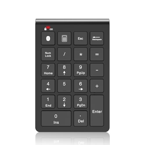 Bluetooth Number Pad Wireless & Wired 10 Key USB Keypad, Rechargeable Numpad for Laptops, Desktop,...