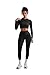 SUUKSESS Women 2 Piece Workout Sets Hidden Scrunch Hip Lifting Seamless Leggings Long Sleeve Yoga Crop Tops High Waisted Yoga Pants Tracksuits (Black, M)