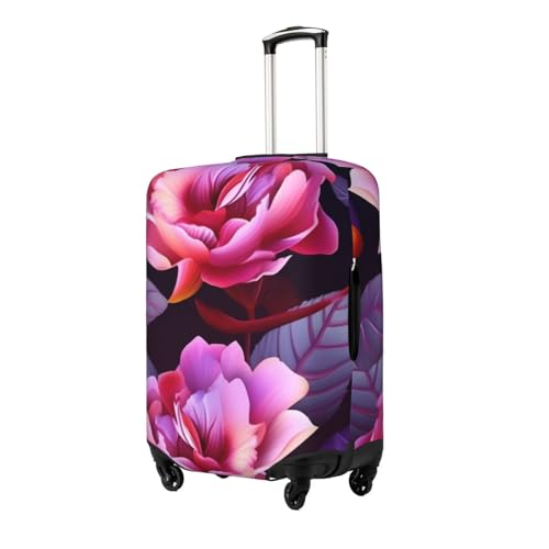 Flower Leaves Purple Red Flower Print Luggage Suitcase Covers Elastic Washable Luggage Protector Luggage Covers For Suitcase2
