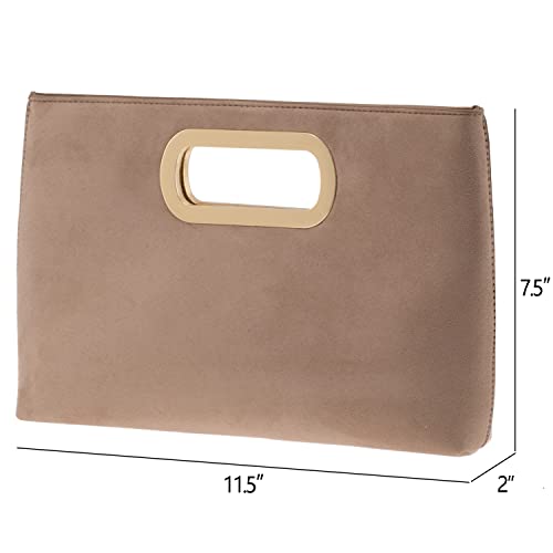 Image of Top Handle Faux Suede Clutch