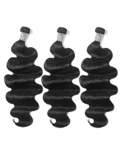 Arabella Bundles Human Hair Body Wave Hair Bundles Human Hair (16 18 20 Inch) Natural Black 100% Unprocessed Brazilian Virgin Hair 12A Weave Sew in Bundles Human Hair 3 Bundles Human Hair