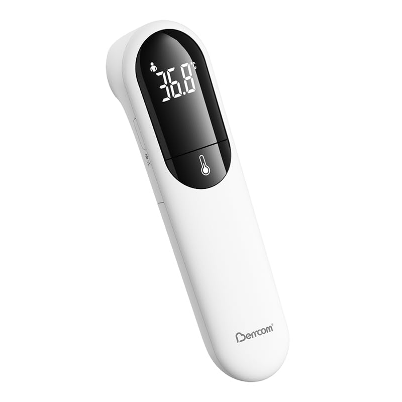 Berrcom Termómetro Digital Bebé Termómetro Frente Infrarrojo sin Contacto Médico Nueva tecnología de doble sonda Temperatura de Lectura Instantánea, Alarma de Fiebre