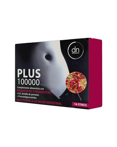 PLUS 100.000 – Probióticos y Prebióticos con Extracto de Pomelo | Equilibrio de la Flora Intestinal | 16 Sticks de 3g