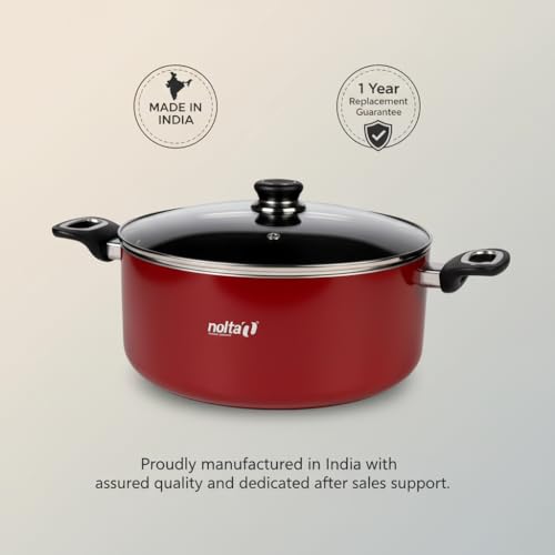 Image of Nolta PS Biryani Pot (8.5L) Induction Cookware, ISI Certified, 1yr Replace-Guarantee, Non-Toxic PFOA-Free Non-Stick Coating, Induction Base Biriyani Handi (30 cm, Maroon)