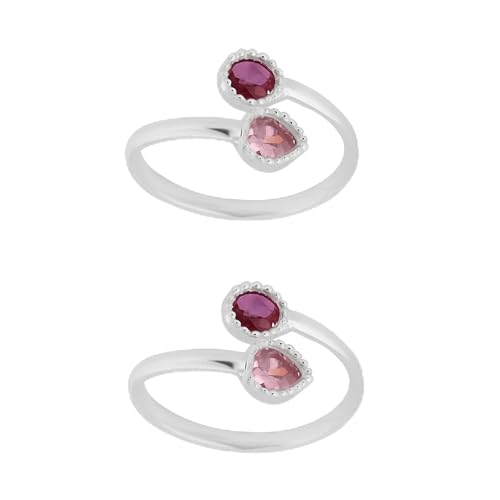 Image of SATKOTI 925 Silver Toe Rings for Women | Adjustable Pure Metal Bichiya with AAA Quality CZ Stone| BIS Hallmarked Jewelry with Authenticity Certificate | Pair of 2 Metti