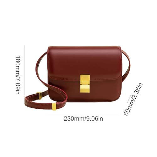 Small Crossbody Bag for Women, PU Leather Crossbody Purse, Fall Red Purse, Slouchy Bag, Suqare Satchel Bag, Adjustable Strap4