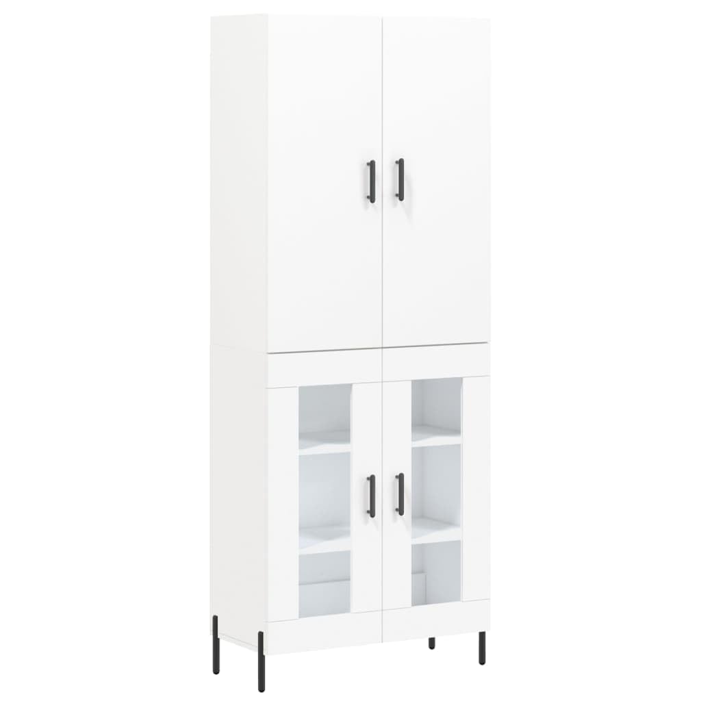 Vidaxl White Highboard, Sideboard For Bedroom Living Room, Cupboard With Doors And Shelves, Side Cabinet, Modern Style, Engineered Wood
